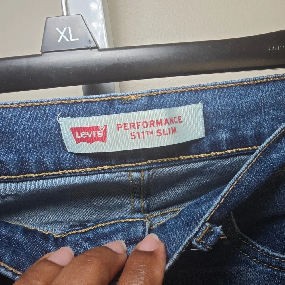 Levis Boys 511 Slim Performance Jeans Medium Wash Denim Size 14